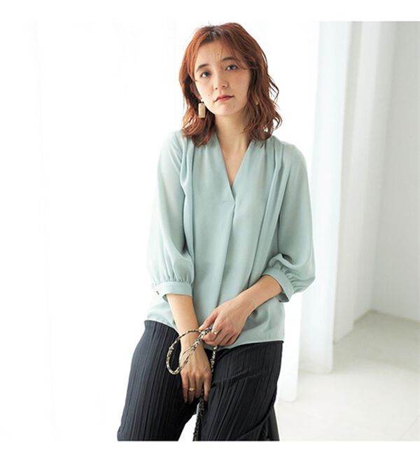 GeeRA（ジーラ）の「シルエットきれい！上品7分袖デザインブラウス（ブラウス）」｜詳細画像