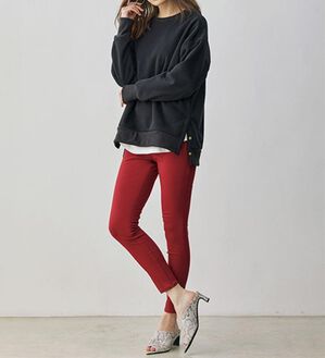 GeeRA（ジーラ）の「(アンクル丈)嬉しい機能付！美脚スキニーレギンスパンツ（フルレングスパンツ）」｜レッド