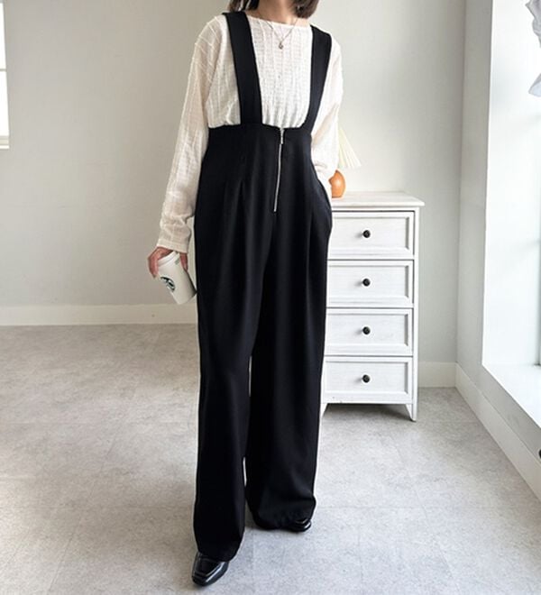 GeeRA（ジーラ）の「フロントジップハイウエストサロペット（オールインワン）」｜詳細画像