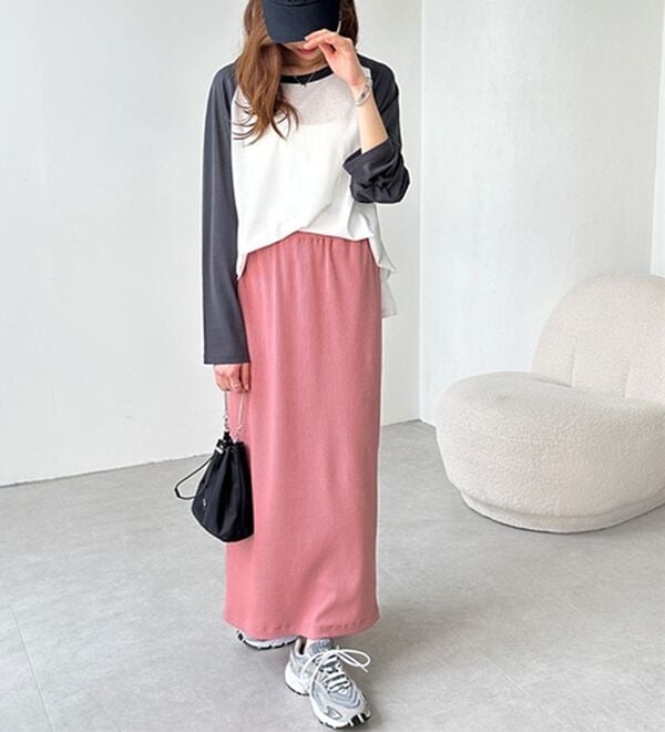 GeeRA（ジーラ）の「【着回し力◎】楽ちんすっきり見え！リブロングスカート（ロングスカート）」｜詳細画像