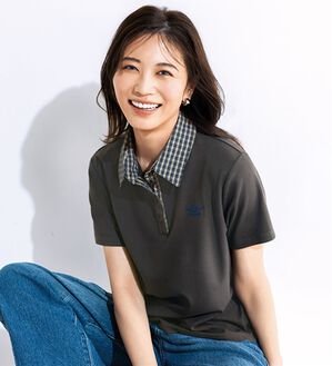 BELLUNA（ベルーナ）の「【ＵＭＢＲＯ】チェック柄切替シャツブラウス（カットソー）」｜チャコールグレー