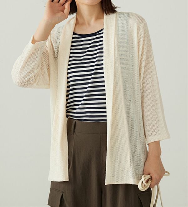 BELLUNA（ベルーナ）の「メッシュ素材トッパーカーディガン（ニットカーディガン）」｜詳細画像