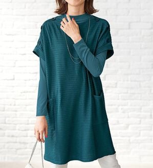 BELLUNA（ベルーナ）の「ケーブルジャカードボタン使いチュニックアンサンブル（アンサンブル）」｜詳細画像