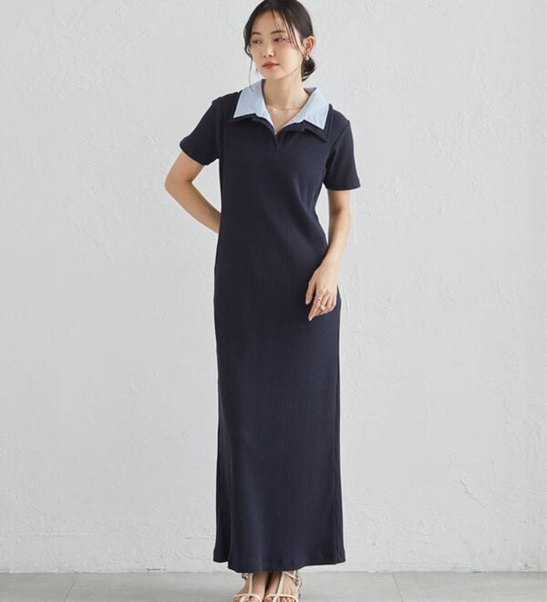 RANAN（ラナン）の「ダブルカラーリブワンピース（カットソーワンピース）」｜詳細画像