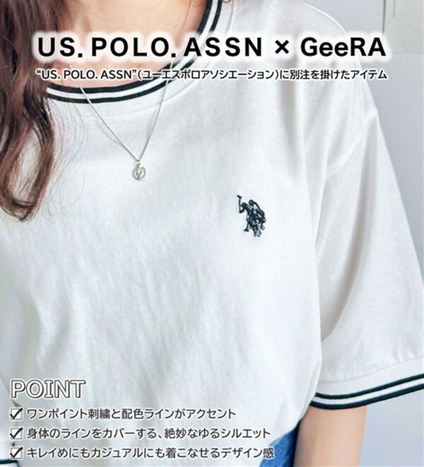 GeeRA（ジーラ）の「【ＵＳ．ＰＯＬＯ．ＡＳＳＮ】ライン配色Ｔシャツ（Tシャツ）」｜詳細画像