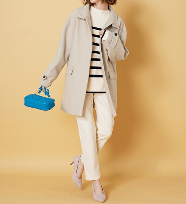 BELLUNA（ベルーナ）の「ウール調スタンド衿ミドル丈コクーンコート（ハーフコート）」｜詳細画像