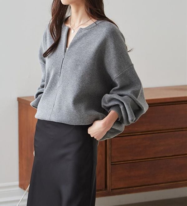 RANAN（ラナン）の「ハーフジップスウェットライクニット（ニット・セーター）」｜詳細画像