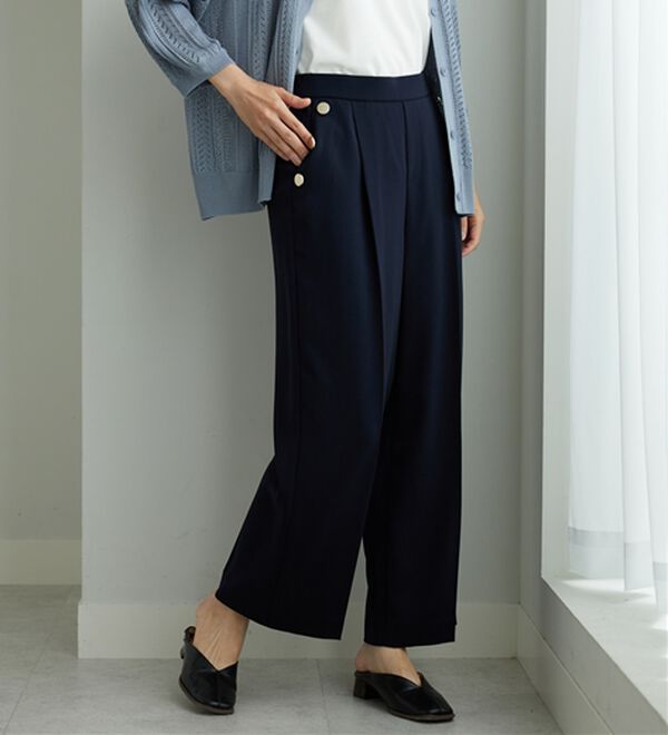 BELLUNA（ベルーナ）の「メランジストレッチ素材ワイドパンツ（ワイドパンツ・ガウチョ）」｜詳細画像