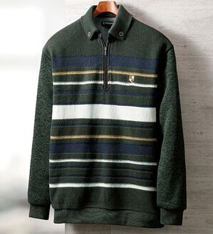 「＜ニコル　モリソン＞ハイブリッド上品トレーナー（メンズトレーナー）」｜カーキ