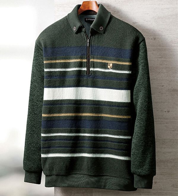 「＜ニコル　モリソン＞ハイブリッド上品トレーナー（メンズトレーナー）」｜カーキ