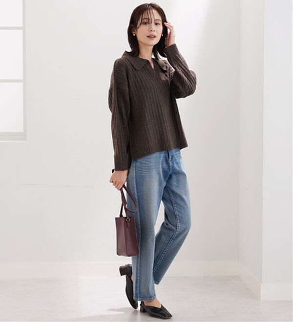 BELLUNA（ベルーナ）の「スキッパー衿編地変化ニットプルオーバー（ニット・セーター）」｜詳細画像