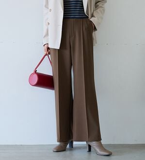 BELLUNA（ベルーナ）の「ラク＆キレイ！シルキージャージ素材ワイドパンツ（ワイドパンツ・ガウチョ）」｜ブラウン