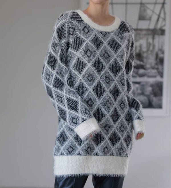 RANAN（ラナン）の「ダイヤ柄配色ニットチュニック（チュニック）」｜詳細画像