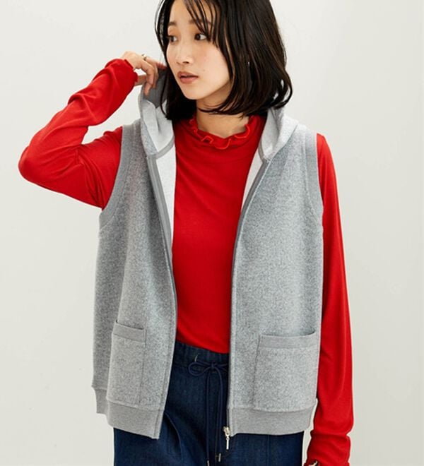 BELLUNA（ベルーナ）の「ウール調素材フード付ベスト（ベスト）」｜詳細画像