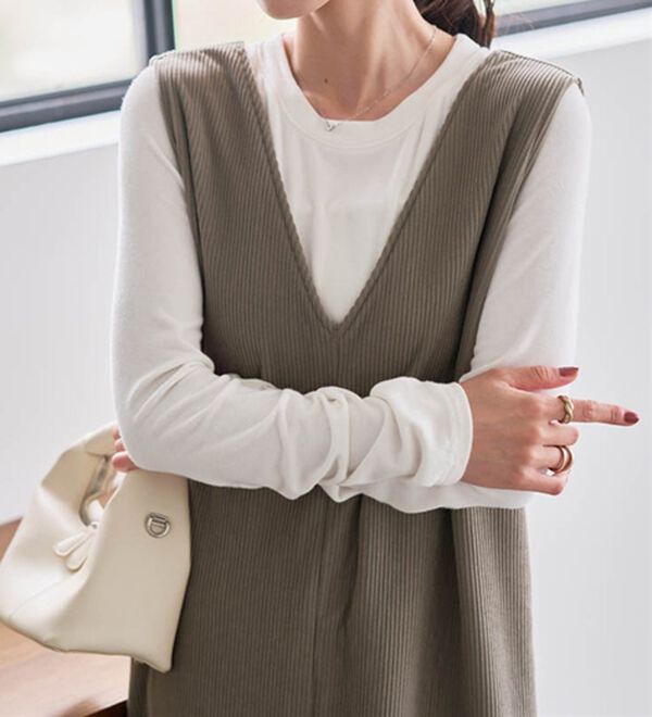 RANAN（ラナン）の「あったか裏ベロアニットコールジャンパースカート（ジャンパースカート）」｜詳細画像