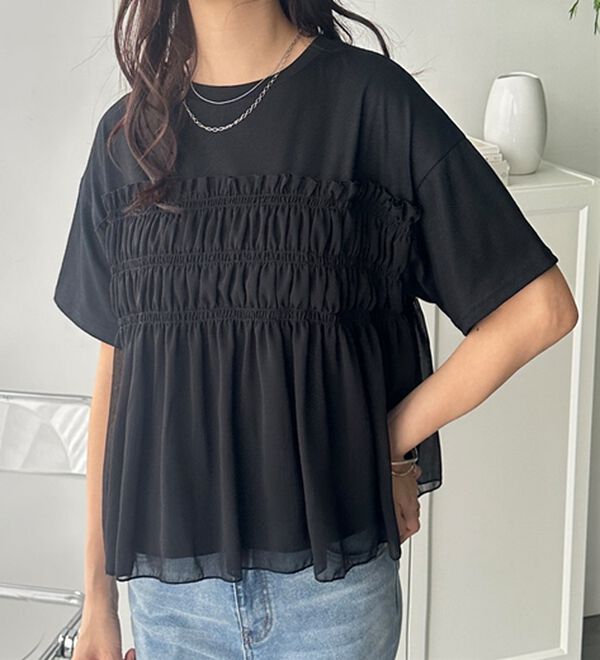 GeeRA（ジーラ）の「シアービスチェドッキングＴシャツ（カットソー）」｜詳細画像