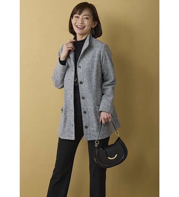 カデュネ　ピーコート　ツイード柄　38サイズ ピーコート(38サイズ 黒): レディース｜メーカーズシャツ鎌倉