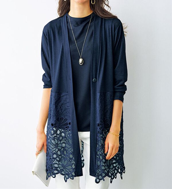 BELLUNA（ベルーナ）の「花柄レース切替カーディガンアンサンブル（アンサンブル）」｜詳細画像