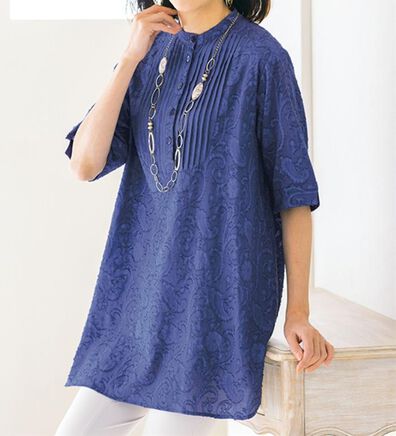 ルフラン（ルフラン）の「ジャカード素材の切替チュニック（チュニック）」