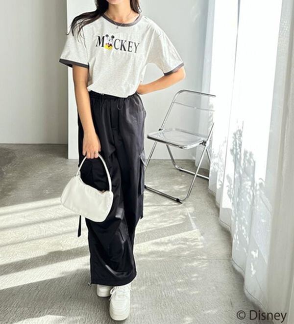 GeeRA（ジーラ）の「【Disney/ディズニー】別注/Mickey Mouse＆Minnie Mouse/リンガープリントTシャツ（カットソー）」｜詳細画像