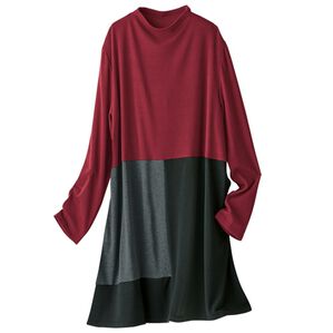 BELLUNA（ベルーナ）の「配色切替カットソーチュニック（チュニック）」｜赤系