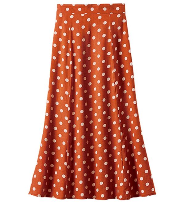 BELLUNA（ベルーナ）の「麻混素材ドット柄フレアースカート（ロングスカート）」｜詳細画像