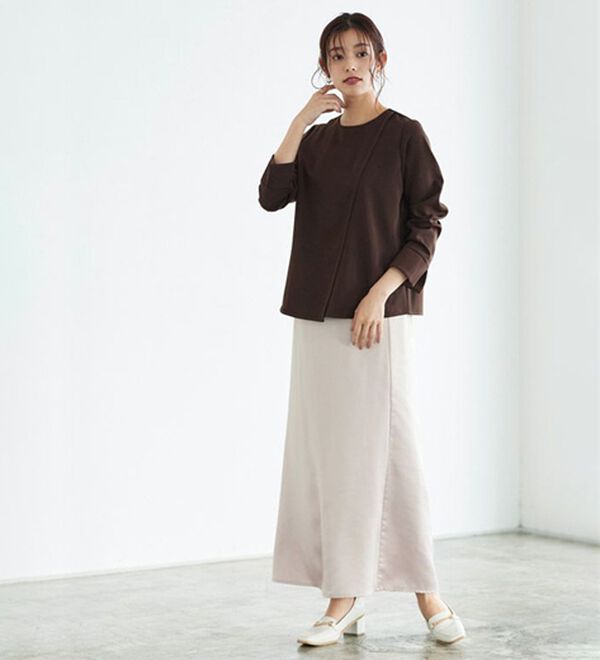 Pierrot（ピエロ）の「ラインデザインラップブラウス（ブラウス）」｜詳細画像