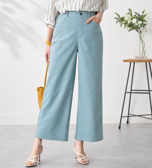 BELLUNA（ベルーナ）の「サラリ裏メッシュ！美脚ストレッチワイドパンツ（ワイドパンツ・ガウチョ）」｜サックスブルー