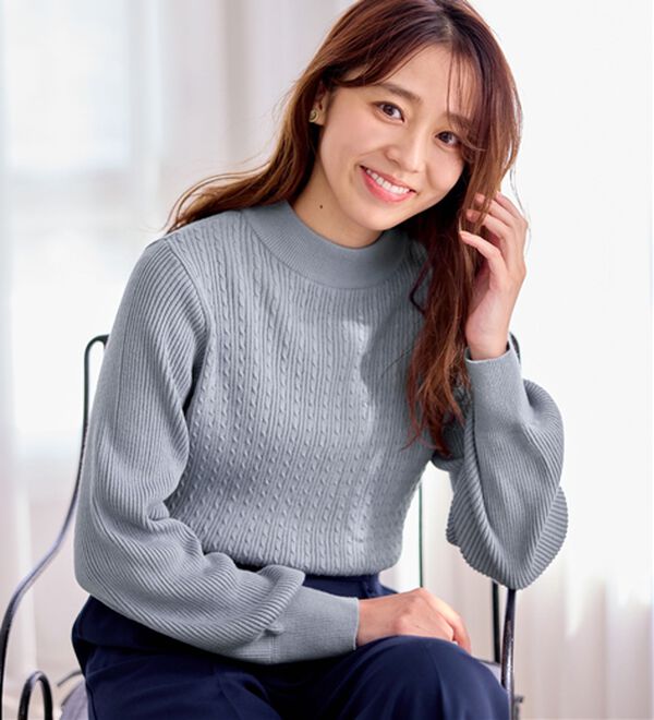 alotta（アロッタ）の「洗える！カシミヤタッチミニケーブルニット（ニット・セーター）」｜詳細画像