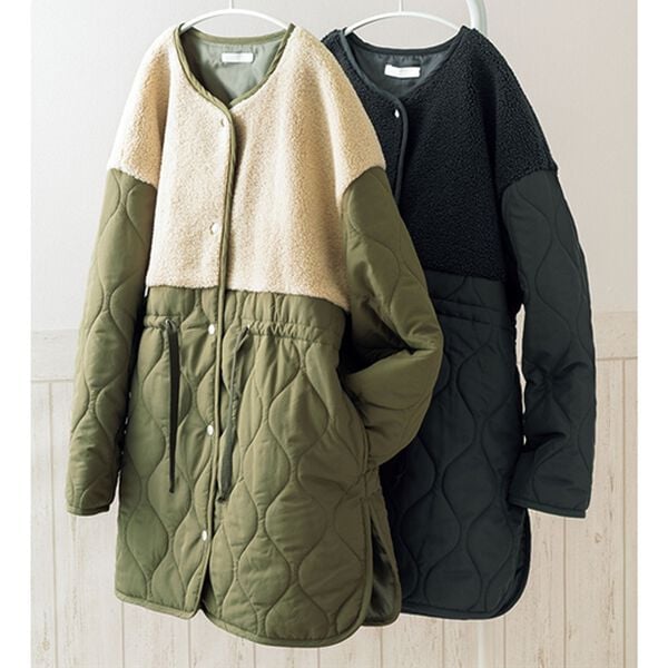 ルフラン（ルフラン）の「ボアキルト使い異素材コート（ロングコート）」｜詳細画像