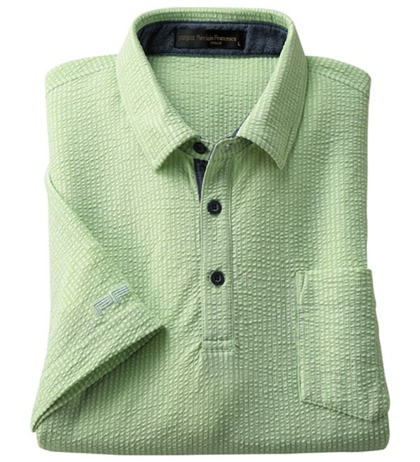 「＜パトリチオ　フランチェスカ＞ラクしてきちんと涼感サッカーポロシャツ（メンズポロシャツ）」｜ライトグリーン