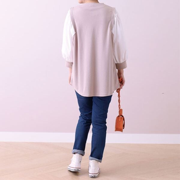 BELLUNA（ベルーナ）の「タック使いストライプ切替プルオーバー（カットソー）」｜詳細画像