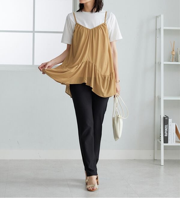 BELLUNA（ベルーナ）の「【2点セット】変形ギャザーデザインキャミアンサンブル（アンサンブル）」｜詳細画像