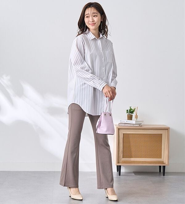 BELLUNA（ベルーナ）の「シュッと体型カバー！ジャストフィットフレアーパンツ（フルレングスパンツ）」｜詳細画像