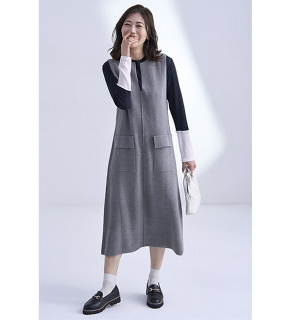 BELLUNA（ベルーナ）の「綿１００％ニットジャンパースカート（ジャンパースカート）」｜詳細画像