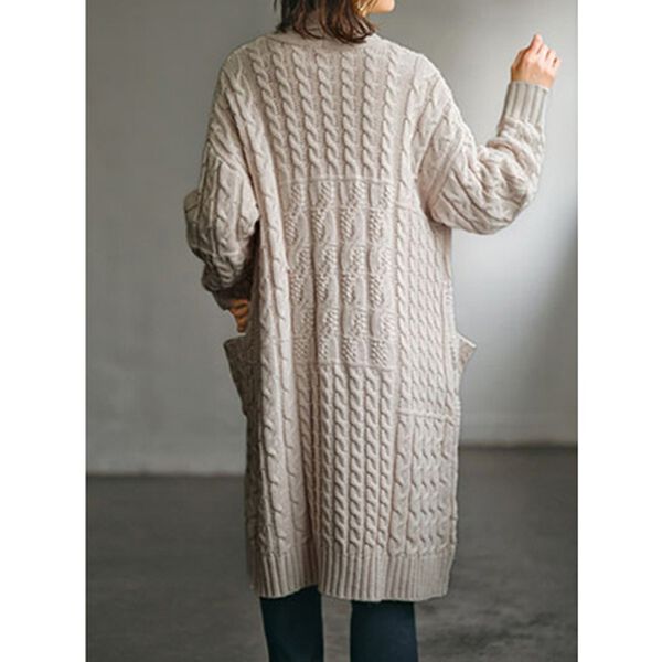 BELLUNA（ベルーナ）の「パッチワークケーブル柄ロングカーディガン（ニットカーディガン）」｜詳細画像