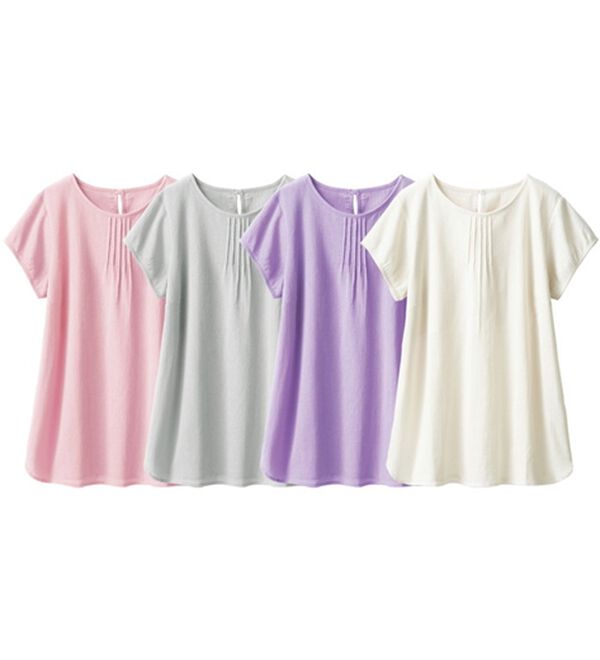 「【４色組】１枚で過ごせる綿１００％楊柳プルオーバー（肌着・インナーウェア）」｜4色組