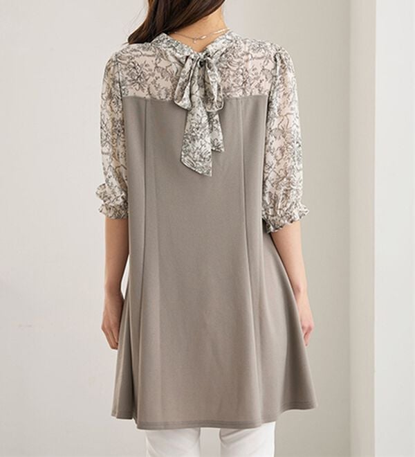 BELLUNA（ベルーナ）の「バックリボン使いプリント切替チュニック（その他ワンピース）」｜詳細画像