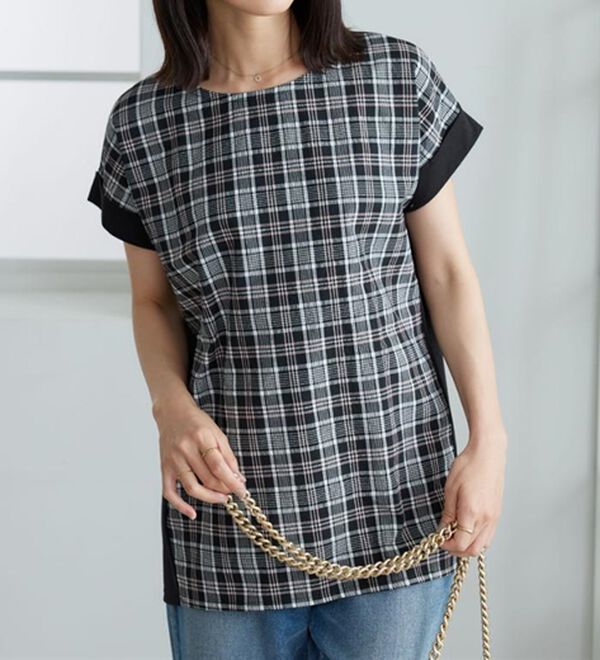 BELLUNA（ベルーナ）の「サッカーチェック切替デザインチュニック（チュニック）」｜詳細画像