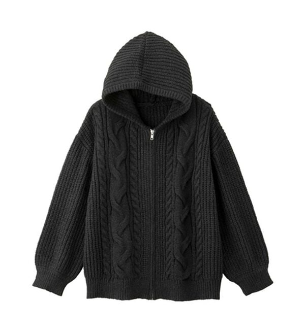 alotta（アロッタ）の「ケーブルニットジップパーカー（パーカー）」｜詳細画像