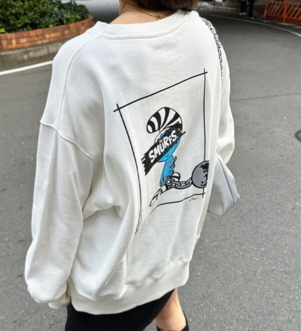 GeeRA（ジーラ）の「【スマーフ】コラボプリントスウェット（メンズカットソー）」｜詳細画像