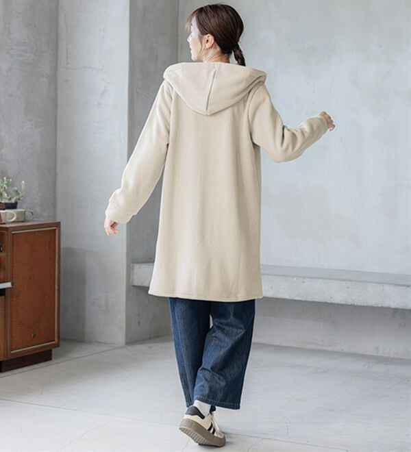 BELLUNA（ベルーナ）の「ボーダージャカード裏ボアカーディガン（ロングコート）」｜詳細画像