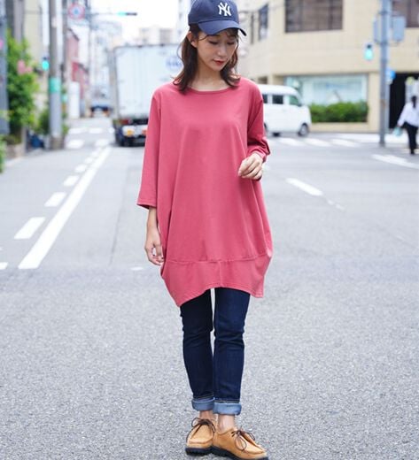 美品✨yori. ヨリ フレアチュニック 半袖 Aライン 紺色 綺麗め