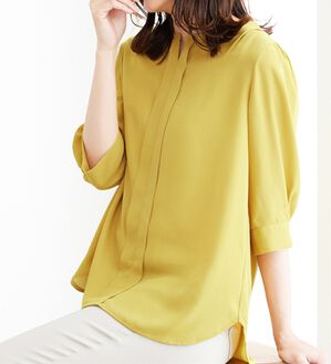 BELLUNA（ベルーナ）の「【接触冷感】機能付ジョーゼット素材キーネックブラウス（ブラウス）」｜詳細画像