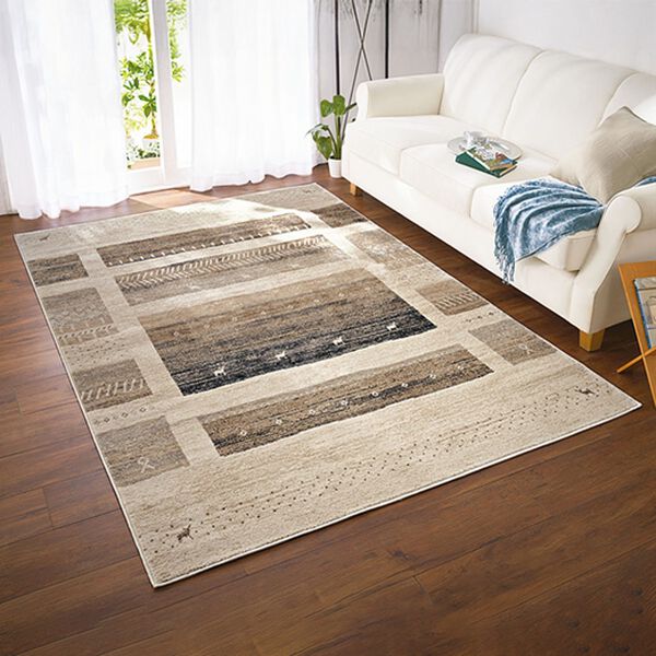 「トルコ製抗菌防臭・消臭ウィルトン織ラグ（カーペット）」｜ギャベ(グレー)