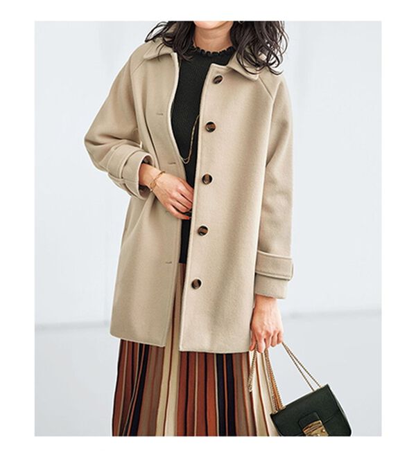 BELLUNA（ベルーナ）の「ウール調ステンカラーミドル丈コート（ハーフコート）」｜詳細画像