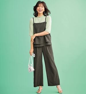 BELLUNA（ベルーナ）の「サラリ麻調素材ビスチェセットアップ（セットアップ）」｜チャコール