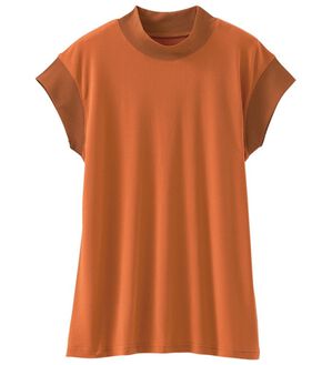 BELLUNA（ベルーナ）の「脱Ｔシャツ！チュールデザイントップス（カットソー）」｜オレンジ