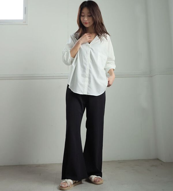 A HAPPY MARILYN（アハッピーマリリン）の「【Ｌ～８Ｌ】＜身長別に選べる２丈＞さらっと美脚ゆるカーブパンツ（ワイドパンツ・ガウチョ）」｜詳細画像