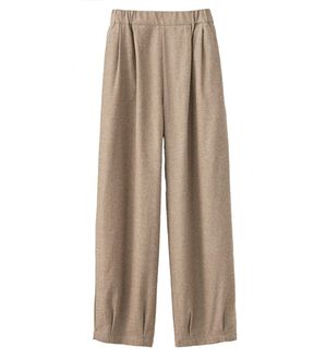 BELLUNA（ベルーナ）の「綿１００％ゆったりパンツ（フルレングスパンツ）」｜杢ベージュ